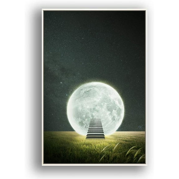 IDEA4WALL Framed Canvas Wall Art for Living Room, Bedroom Moon with Bright Canvas Prints for Modern Home Decoration Ready to Hang