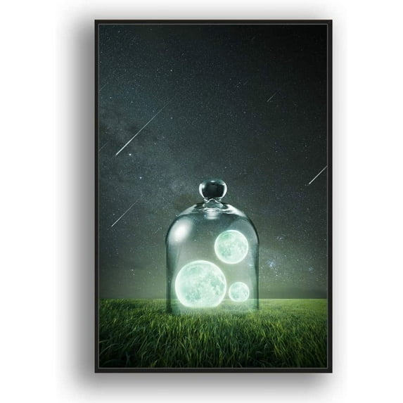 IDEA4WALL Framed Canvas Wall Art for Living Room, Bedroom Moon with Bright Canvas Prints for Modern Home Decoration Ready to Hang