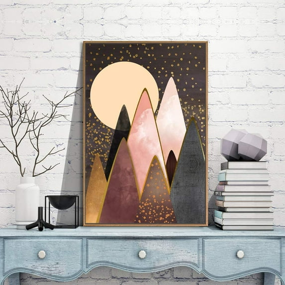 IDEA4WALL Framed Canvas Wall Art for Living Room, Bedroom Nordic Style Mountains Canvas Prints for Modern Home Decoration Ready to Hang