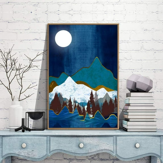 IDEA4WALL Framed Canvas Wall Art for Living Room, Bedroom Nordic Style Mountains Canvas Prints for Modern Home Decoration Ready to Hang