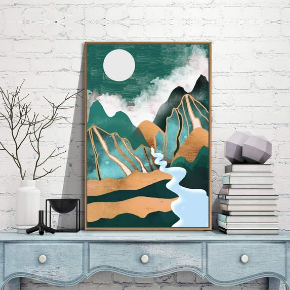 IDEA4WALL Framed Canvas Wall Art for Living Room, Bedroom Nordic Style Mountains Canvas Prints for Modern Home Decoration Ready to Hang