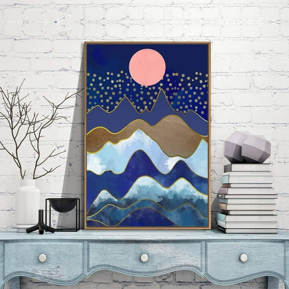 IDEA4WALL Framed Canvas Wall Art for Living Room, Bedroom Nordic Style Mountains Canvas Prints for Modern Home Decoration Ready to Hang