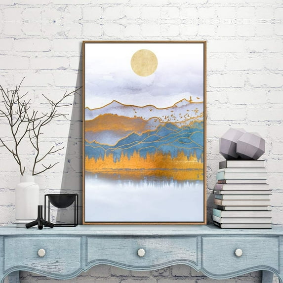 IDEA4WALL Framed Canvas Wall Art for Living Room, Bedroom Nordic Style Mountains Canvas Prints for Modern Home Decoration Ready to Hang