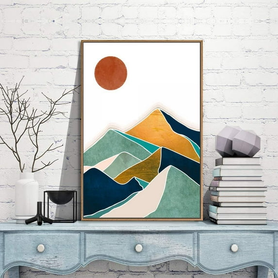 IDEA4WALL Framed Canvas Wall Art for Living Room, Bedroom Nordic Style Mountains Canvas Prints for Modern Home Decoration Ready to Hang