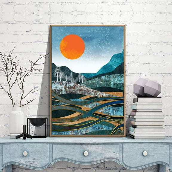 IDEA4WALL Framed Canvas Wall Art for Living Room, Bedroom Nordic Style Mountains Canvas Prints for Modern Home Decoration Ready to Hang