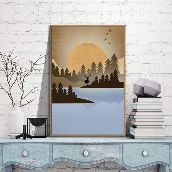 IDEA4WALL Framed Canvas Wall Art for Living Room, Bedroom Nordic Style Mountains Canvas Prints for Modern Home Decoration Ready to Hang