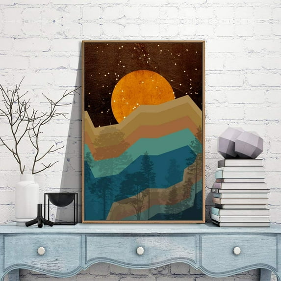 IDEA4WALL Framed Canvas Wall Art for Living Room, Bedroom Nordic Style Mountains Canvas Prints for Modern Home Decoration Ready to Hang