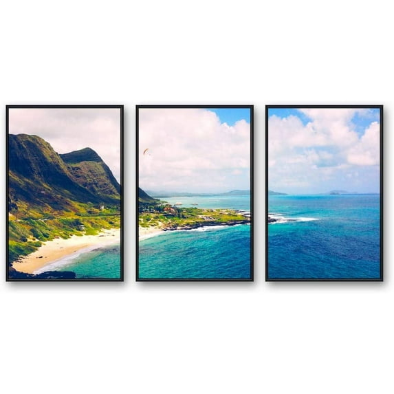 IDEA4WALL Framed Canvas Wall Art for Living Room, Bedroom Ocean Sea Beach Canvas Prints for Modern Home Decoration Ready to Hang