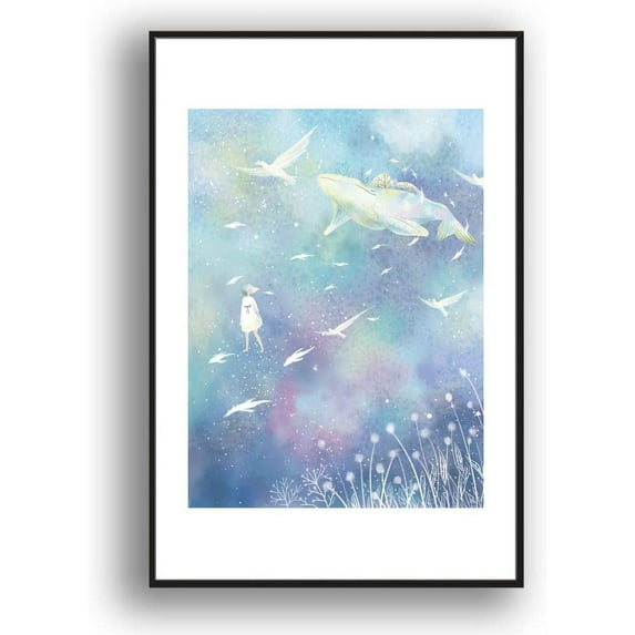 IDEA4WALL Framed Canvas Wall Art for Living Room, Bedroom Whale Canvas Prints for Modern Home Decoration Ready to Hang