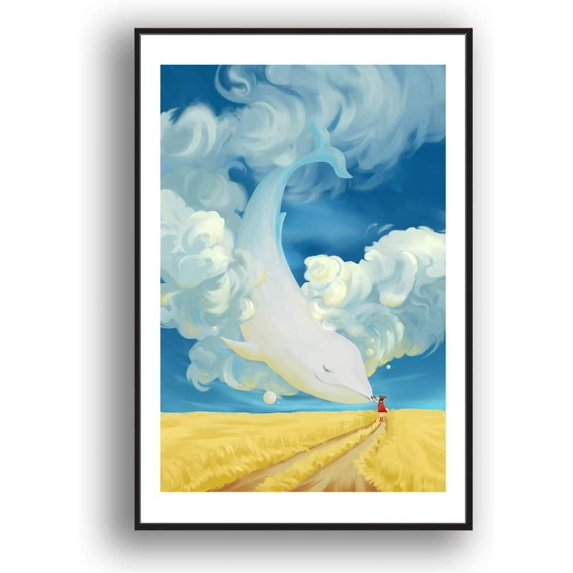 IDEA4WALL Framed Canvas Wall Art for Living Room, Bedroom Whale Canvas Prints for Modern Home Decoration Ready to Hang