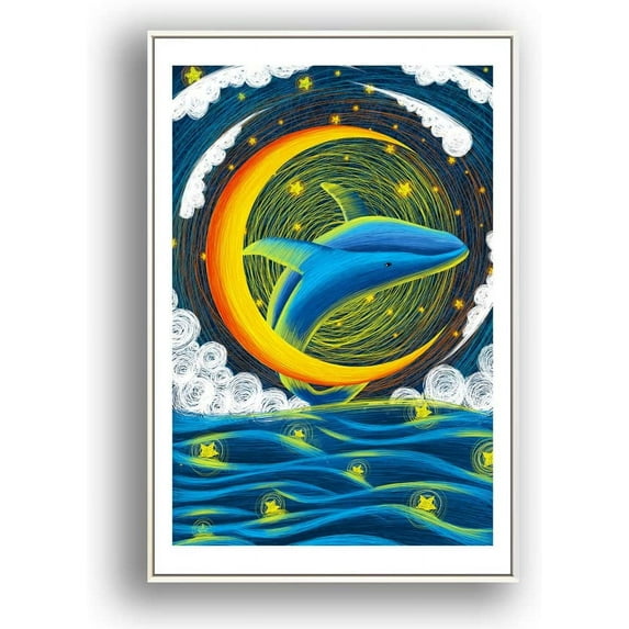 IDEA4WALL Framed Canvas Wall Art for Living Room, Bedroom Whale Canvas Prints for Modern Home Decoration Ready to Hang