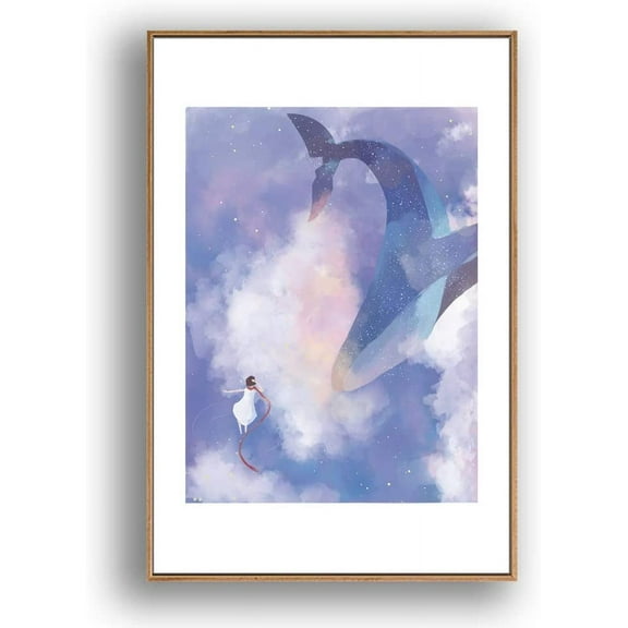 IDEA4WALL Framed Canvas Wall Art for Living Room, Bedroom Whale Canvas Prints for Modern Home Decoration Ready to Hang