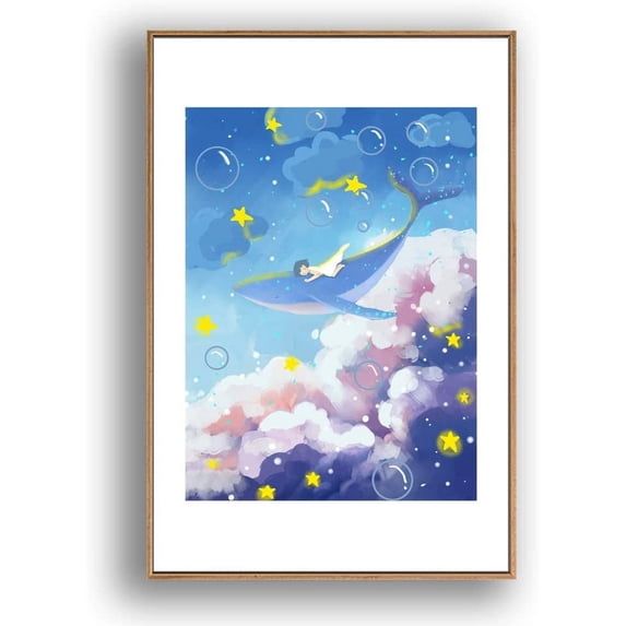 IDEA4WALL Framed Canvas Wall Art for Living Room, Bedroom Whale Canvas Prints for Modern Home Decoration Ready to Hang