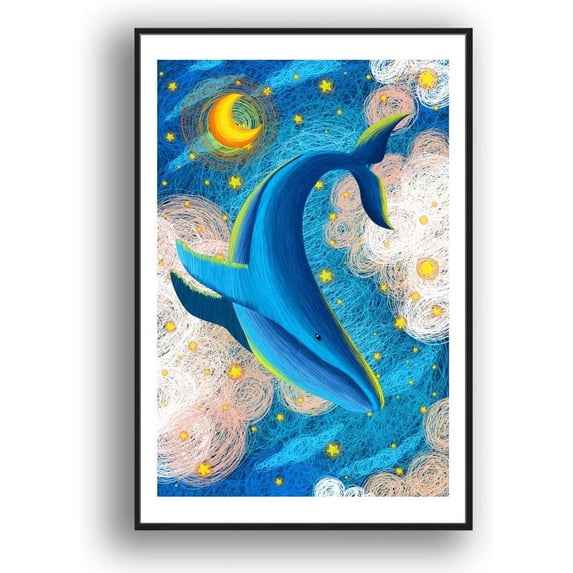 IDEA4WALL Framed Canvas Wall Art for Living Room, Bedroom Whale Canvas Prints for Modern Home Decoration Ready to Hang