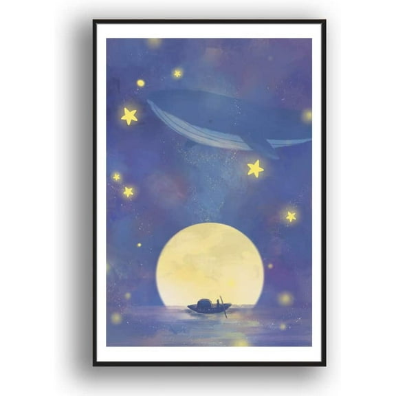 IDEA4WALL Framed Canvas Wall Art for Living Room, Bedroom Whale Canvas Prints for Modern Home Decoration Ready to Hang