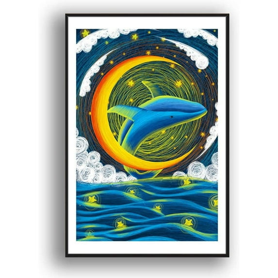 IDEA4WALL Framed Canvas Wall Art for Living Room, Bedroom Whale Canvas Prints for Modern Home Decoration Ready to Hang