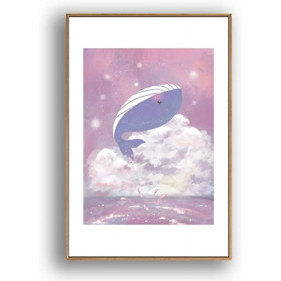 IDEA4WALL Framed Canvas Wall Art for Living Room, Bedroom Whale Canvas Prints for Modern Home Decoration Ready to Hang
