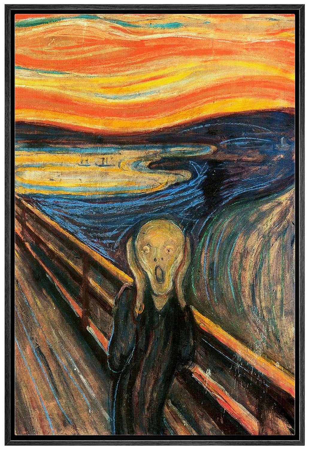 Natural Wood Framed Canvas Print of Edvard Munch's The Scream