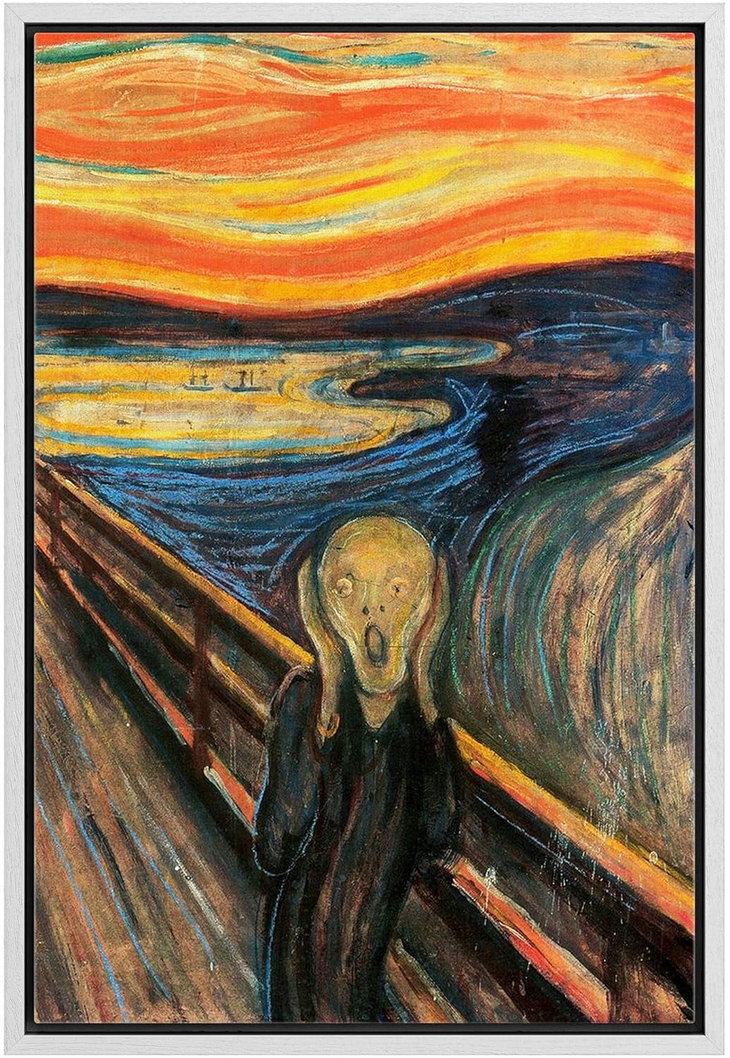 Natural Wood Framed Canvas Print of Edvard Munch's The Scream