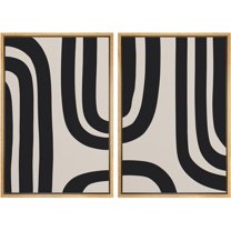 IDEA4WALL Framed Wall Art Print Set Black and Gray Geometric Spiral Display Abstract Shapes Illustrations Modern Minimalist Relax/Calm for Living Room, Bedroom, Office - 24"x36"x2 Natural