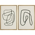 thumbnail image 1 of IDEA4WALL Framed Wall Art Print Set Black Lines Over Tan Plain Background Abstract Swirly Cozy Neutral Modern Art Expressive for Living Room, Bedroom, Office - 24"x36"x2 Natural, 1 of 5