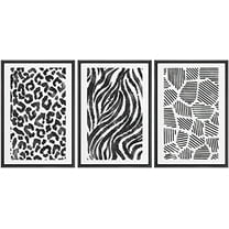 IDEA4WALL Framed Wall Art Print Set Black White Geometric Shape Collage Abstract Shapes Illustrations Modern Decorative Multicolor Boho for Living Room, Bedroom, Office - 24"x36"x3 Black