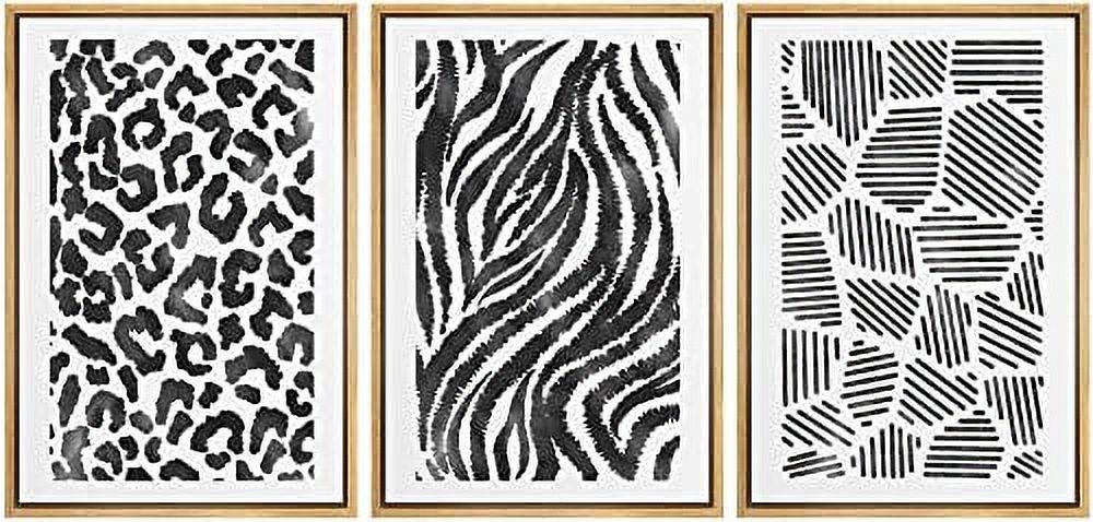 IDEA4WALL Framed Wall Art Print Set Black White Geometric Shape Collage ...