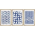 thumbnail image 1 of IDEA4WALL Framed Wall Art Print Set Blue White Geometric Polygon Collage Abstract Shapes Illustrations Modern Decorative Boho for Living Room, Bedroom, Office - 24"x36"x3 Natural, 1 of 5
