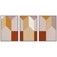 thumbnail image 1 of IDEA4WALL Framed Wall Art Print Set Geometric Orange 3D Illusion Polygons Abstract Shapes Illustrations Modern Decorative Multicolor Boho for Living Room, Bedroom, Office - 24"x36"x3 White, 1 of 5