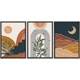 thumbnail image 1 of IDEA4WALL Framed Wall Art Print Set Geometric Sun Moon Tropical Plant Valley Nature Abstract Illustrations Modern Decorative Chic for Living Room, Bedroom, Office - 24"x36"x3 Black, 1 of 5