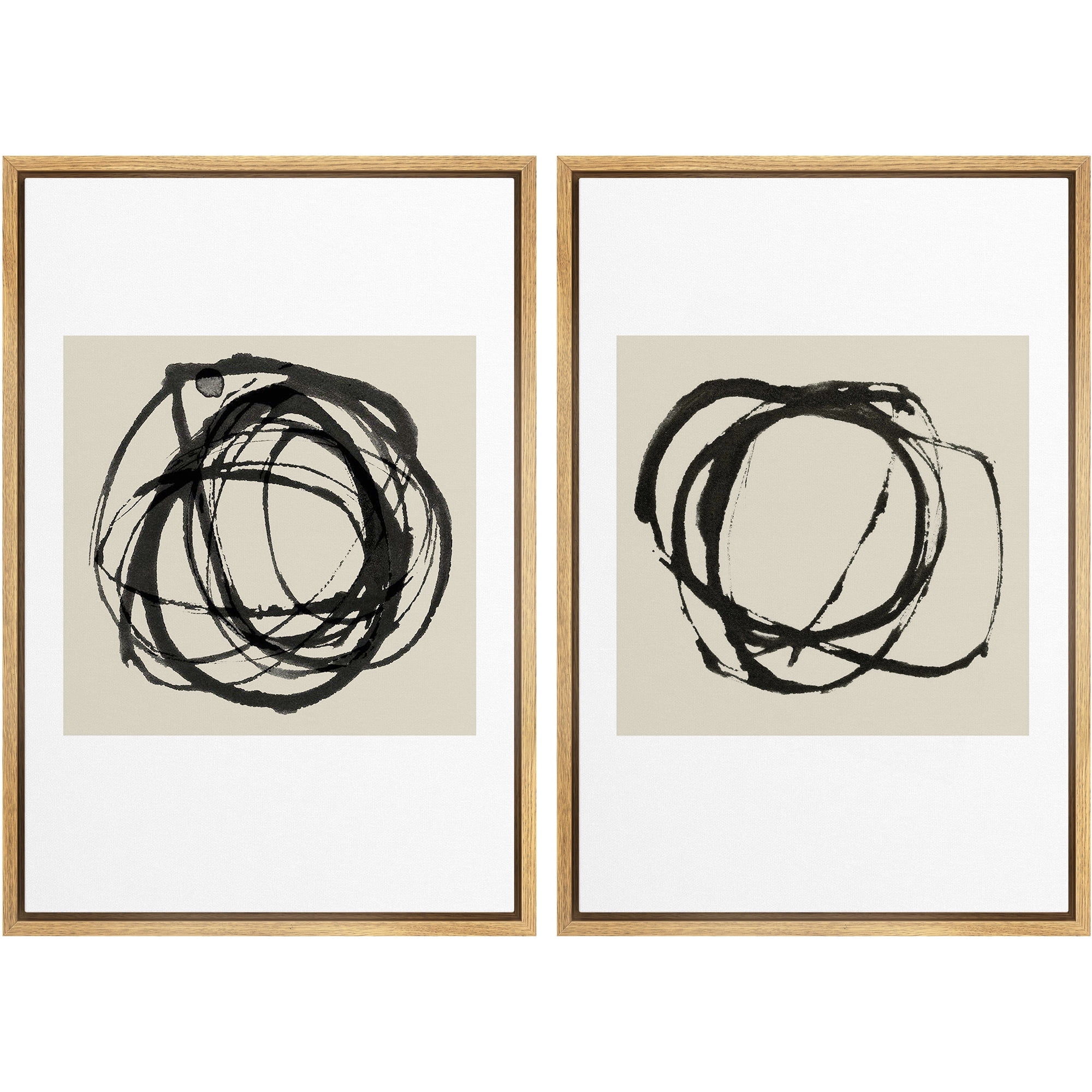 IDEA4WALL Framed Wall Art Print Set Mid-Century Spiral Wave Collage ...