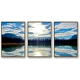 thumbnail image 1 of IDEA4WALL Framed Wall Art Print Set Neon Blue Sky Reflection on Forest Lake Nature Wilderness Photography Realism Rustic Scenic Colorful Ultra for Living Room, Bedroom, Office - 24"x36"x3 Natural, 1 of 4