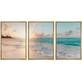thumbnail image 1 of IDEA4WALL Framed Wall Art Print Set Sunset Horizon on Beach Shore Photography Nautical Landscape Ultra for Living Room, Bedroom, Office - 24"x36"x3 Natural, 1 of 5