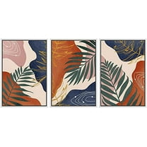 IDEA4WALL Framed Wall Art Print Set Tropical Geometric Jungle Palm Leaves Nature Illustrations Modern Decorative Chic for Living Room, Bedroom, Office - 24"x36"x3 White