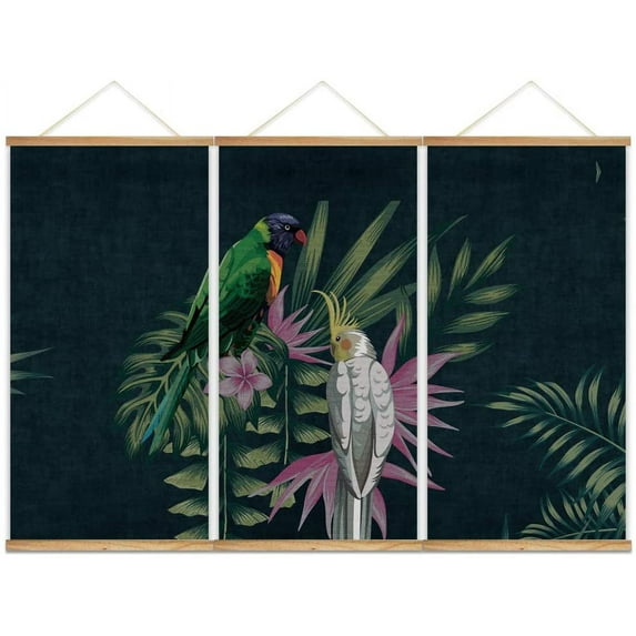 IDEA4WALL Hanging Poster NO Magnetic Wooden Framed,Green Leaves,Beautiful Flowers Home Wall Canvas Prints Decoration Ready to Hang