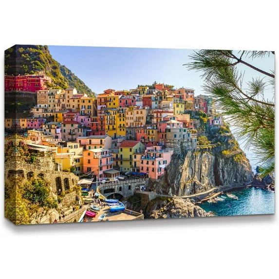 IDEA4WALL Landscape Canvas Wall Art Italy City Canvas Prints Modern Home Wall Decor, 12"x18"