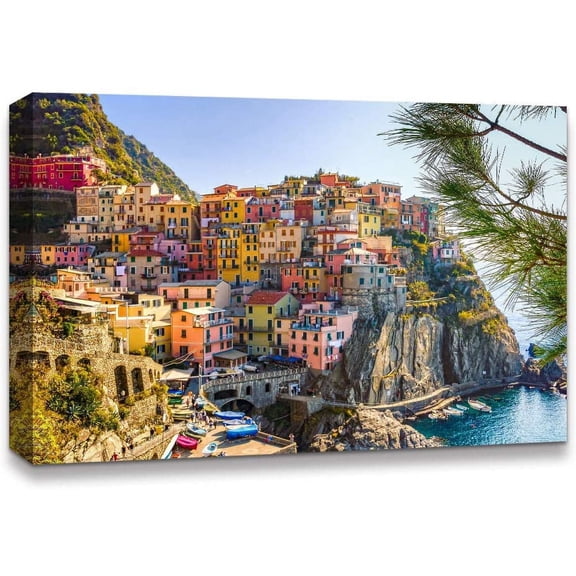 IDEA4WALL Landscape Canvas Wall Art Italy City Canvas Prints Modern Home Wall Decor, 12"x18"