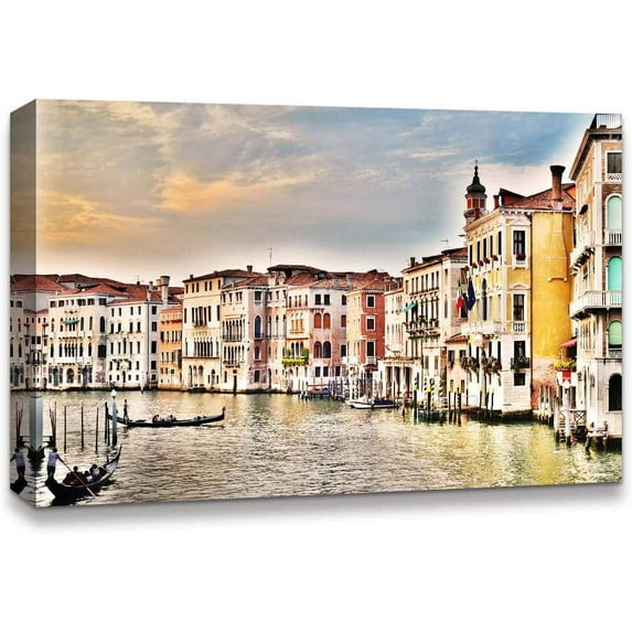 IDEA4WALL Landscape Canvas Wall Art Italy City Canvas Prints Modern Home Wall Decor, 32"x48"