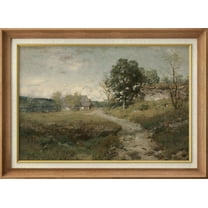 IDEA4WALL Premium Frame Wall Art Country Village Rustic Rural Landscape Fine Art Historic Cultural Illustrations Impressionism Scenic Pastel Artwork for Home Decor - 26"x36" Natural