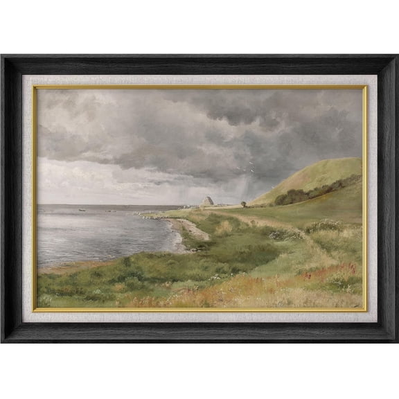 IDEA4WALL Premium Frame Wall Art Green Mountain Range Stormy Landscape Print Nature Wilderness Illustrations Fine Art Country Landscape Wall Decor for Living Room, Office - 26"x36" Black