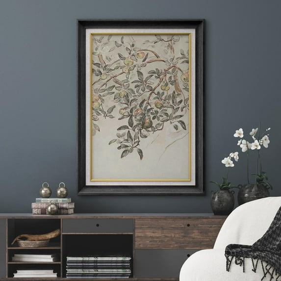 IDEA4WALL Premium Frame Wall Art Olive Branch on Olive Tree Farmhouse Classic Print Nature Wilderness Illustrations Fine Art Colorful Country Wall Decor for Living Room, Office - 26"x36" Black