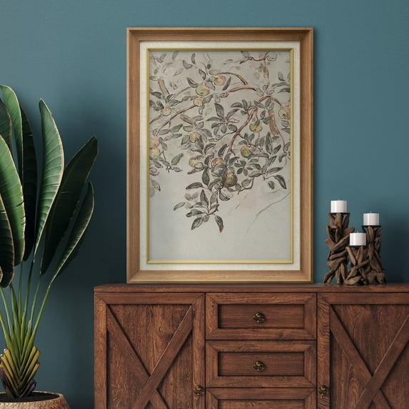 IDEA4WALL Premium Frame Wall Art Olive Branch on Olive Tree Farmhouse Classic Print Nature Wilderness Illustrations Fine Art Colorful Country Wall Decor for Living Room, Office - 26"x36" Natural