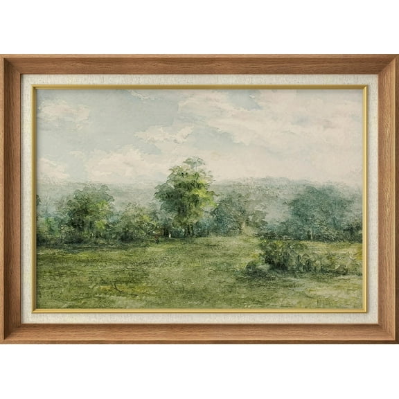 IDEA4WALL Premium Frame Wall Art Pastel Green Tree Forest Landscape Print Nature Wilderness Illustrations Fine Art Floral Botanical Country Wall Decor for Living Room, Office - 26"x36" Natural