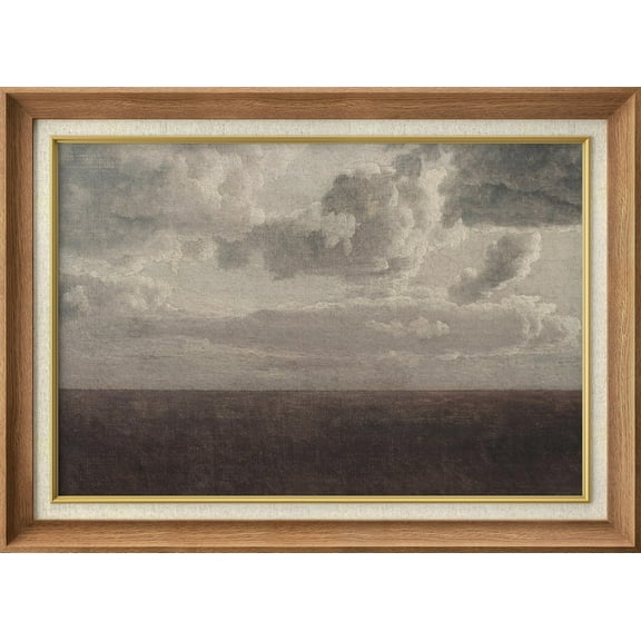 IDEA4WALL Premium Frame Wall Art Pastel Storm Cloud Landscape Print Impressionism Nature Wilderness Farmhouse/Country Wall Decor Rustic Famous Fine Art for Bedroom, Office - 26"x36" Natural