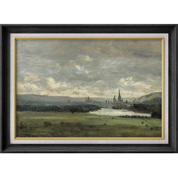 IDEA4WALL Premium Frame Wall Art Pastel Storm Cloud Valley Lake Landscape Print Impressionism Nature Wilderness Farmhouse Wall Decor Rustic Famous Fine Art for Bedroom, Office - 26"x36" Black