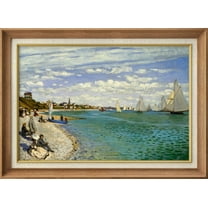 IDEA4WALL Premium Frame Wall Art Regatta at Sainte-Adresse by Claude Monet Historic Cultural Illustrations Impressionism Scenic Fine Art Countryside Artwork for Home Decor - 26"x36" Natural
