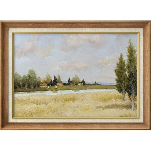 IDEA4WALL Premium Frame Wall Art Retro Countryside Farm Forest Field Landscape Print Impressionism Nature Wilderness Wall Decor Rustic Famous Fine Art for Bedroom, Office - 26"x36" Natural