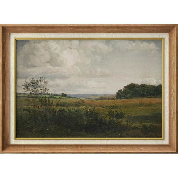 IDEA4WALL Premium Frame Wall Art Rustic Rural Storm Cloud Country Landscape Print Nature Wilderness Illustrations Fine Art Floral Botanical Wall Decor for Living Room, Office - 26"x36" Natural