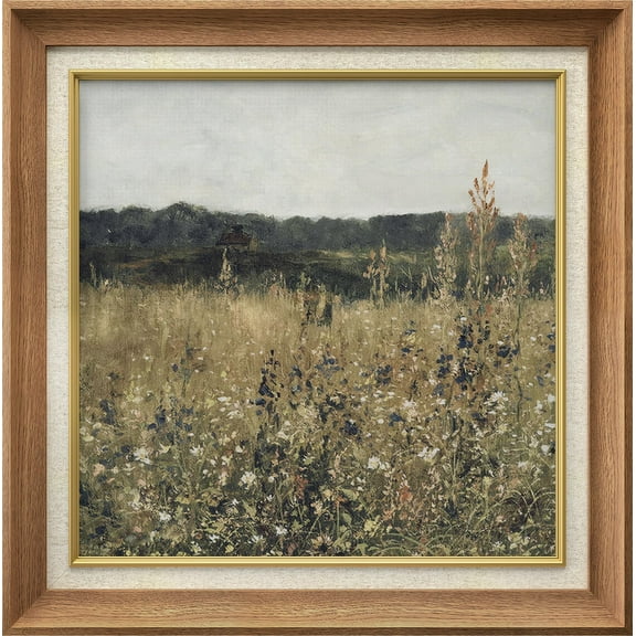 IDEA4WALL Premium Frame Wall Art Rustic Wildflower Country Landscape Classic Print Nature Wilderness Illustrations Fine Art Retro Historic Zen Wall Decor for Living Room, Office - 26"x26" Natural