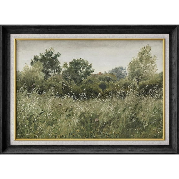 IDEA4WALL Premium Frame Wall Art Sage Green Forest Tree FLower Field Landscape Print Nature Wilderness Fine Art Farmhouse Floral Botanical Wall Decor for Living Room, Office - 26"x36" Black